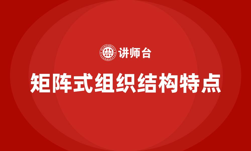 文章矩阵式组织结构特点的缩略图