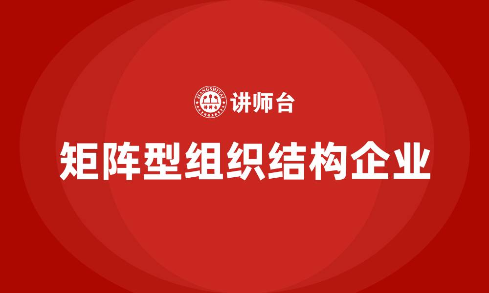 文章矩阵型组织结构企业的缩略图