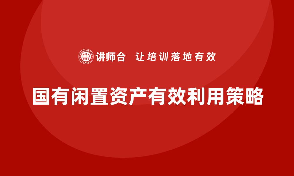 国有闲置资产有效利用策略