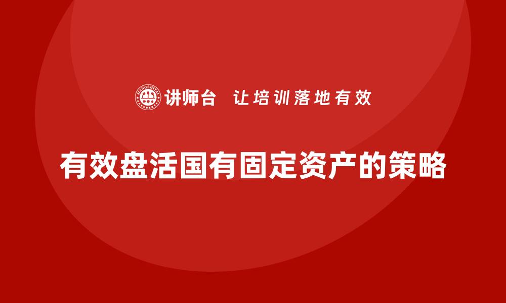 文章有效盘活国有固定资产的创新策略与实践分享的缩略图