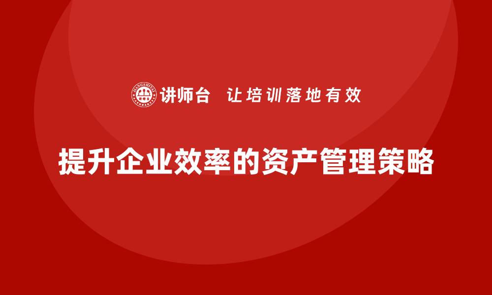 提升企业效率的资产管理策略