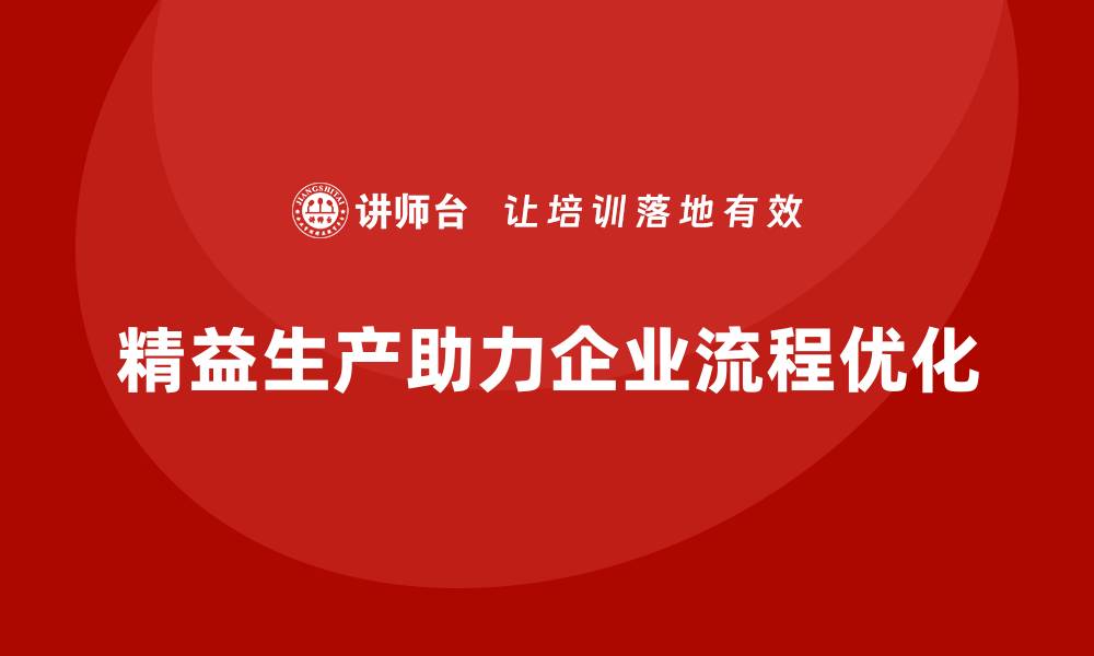 文章精益生产咨询助力企业流程标准化与优化落地的缩略图